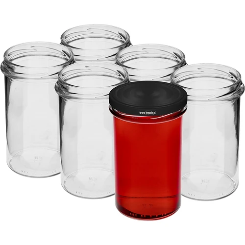 Rechte pot 545ml (fi 82) - met zwarte deksel, 6 stuks - 3