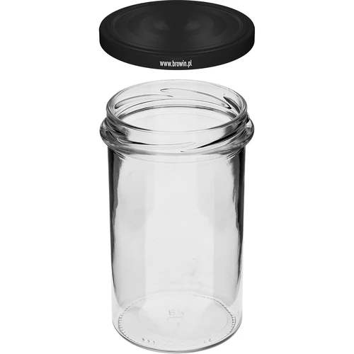 Rechte pot 545ml (fi 82) - met zwarte deksel, 6 stuks - 4