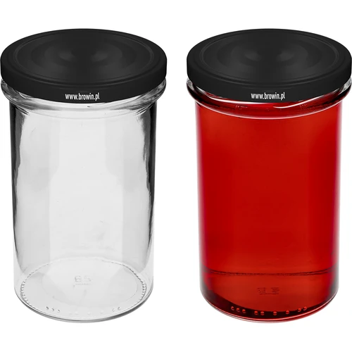 Rechte pot 545ml (fi 82) - met zwarte deksel, 6 stuks - 5
