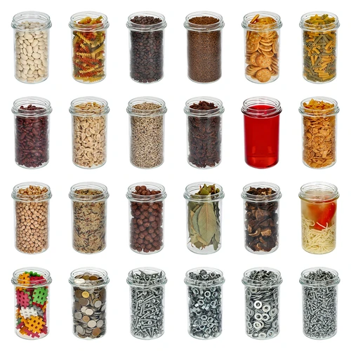 Rechte pot 545ml (fi 82) - met zwarte deksel, 6 stuks - 7