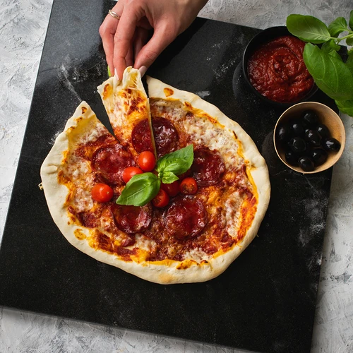 Rechthoekige granieten pizzasteen 37 x 35 cm - 10