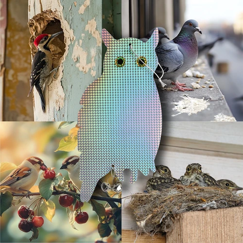 Reflecterende vogelafschrikhanger - uil met belletjes - 8