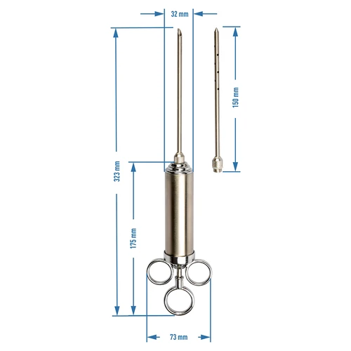 Roestvrijstalen injectiespuit 60 ml + 2 naalden - 11