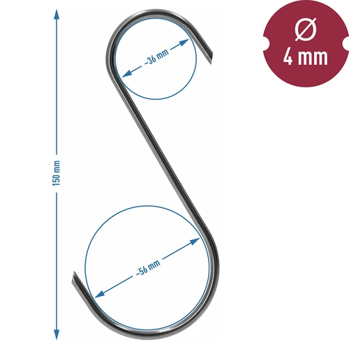 Rookhaken - S, 45° geslepen 4 mm x 150 mm, 5 stuks - 6