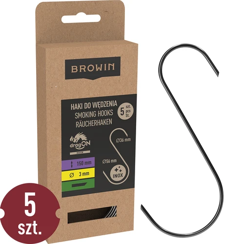 Rookhaken - S-vorm, 45° afgeschuind, 3 mm x 150 mm, 5 stuks