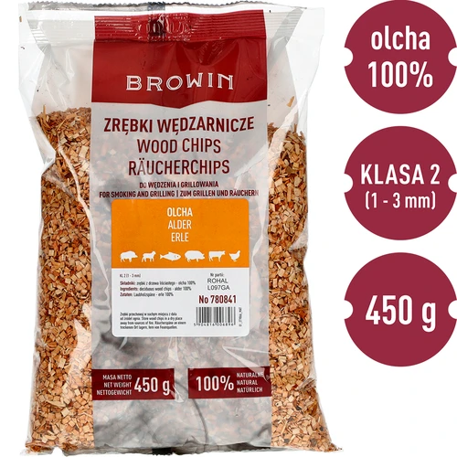 Rookhoutsnippers voor roken en grillen, elzenhout, 450 g, klasse 2 - 3