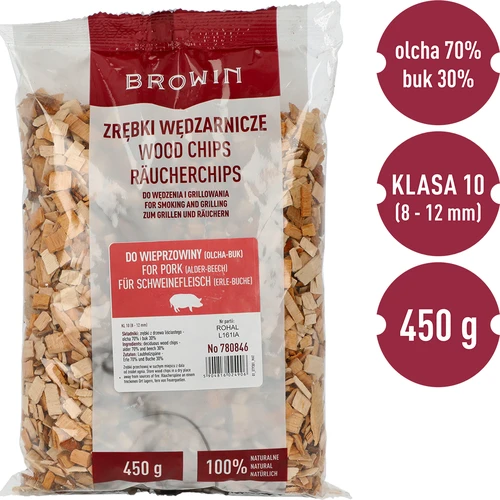 Rookhoutsnippers voor roken/grillen van varkensvlees – mix (70% elzen, 30% beuken), 450 g, klasse 10 - 3