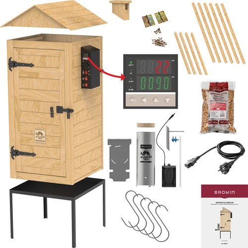 Rookoven 200 L dragON Larch E21 - van lariks, met elektrische verwarmingsmodule en regelaar