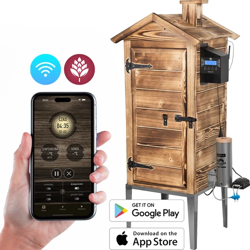 Rookoven met Wi-Fi, 200 L - dragON WOOD 100IQ met elektrische verwarmingsmodule en controller, van gebrand hout