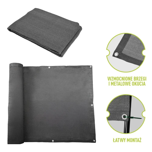 Schaduwdoek (80%, 140 g/m2) 0,9x5 m, grafiet - 6
