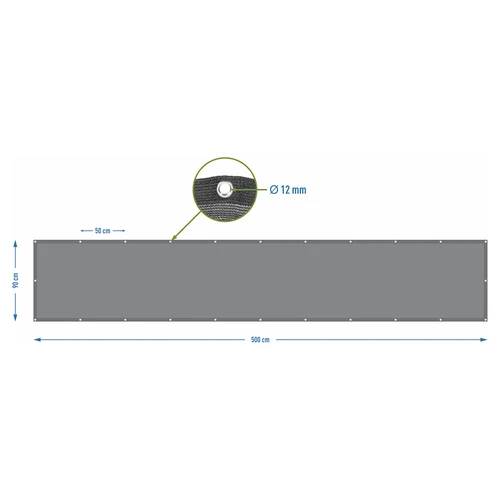 Schaduwdoek (80%, 140 g/m2) 0,9x5 m, grafiet - 7