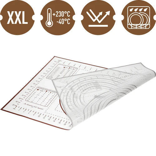 Siliconen mat – deegplank met opdruk: sjablonen en culinaire rekenmachine - 2
