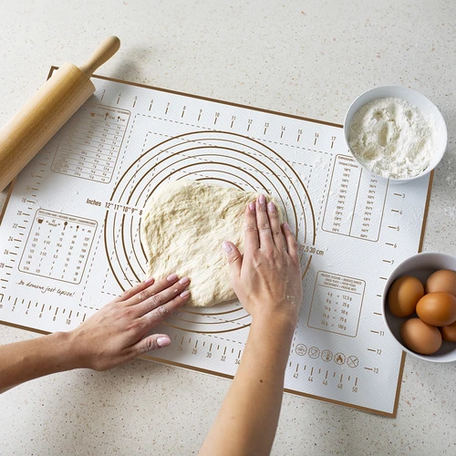 Siliconen mat – deegplank met opdruk: sjablonen en culinaire rekenmachine - 7