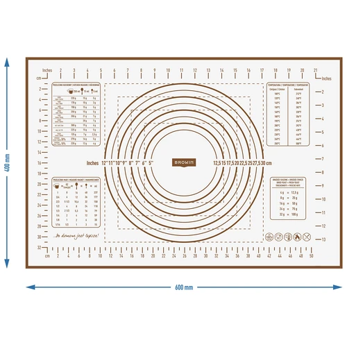 Siliconen mat – deegplank met opdruk: sjablonen en culinaire rekenmachine - 6