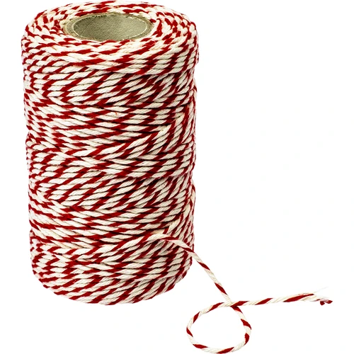 Slagerstouw wit-rood katoen (240°C) 55 m