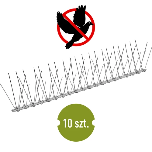 Spikes tegen vogels, op plastic strip, 10 stuks