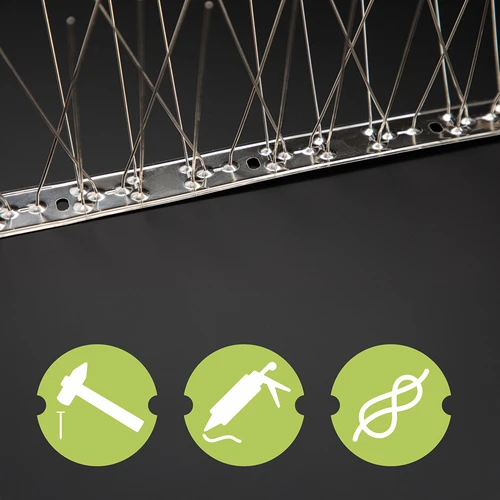 Spikes voor vogels, op metalen strip, 10 stuks - 7