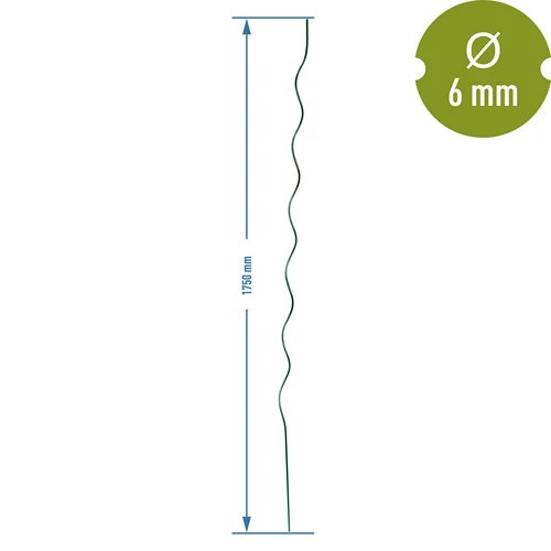 Spiraalvormige stalen stok 1,75m x 6mm - 2