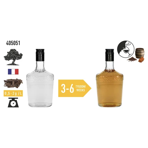 Sterk geroosterde eiken vlokken voor de aromatisering van alcoholen (whisky, bourbon, brandy, cognac, bier), 50 g - 6