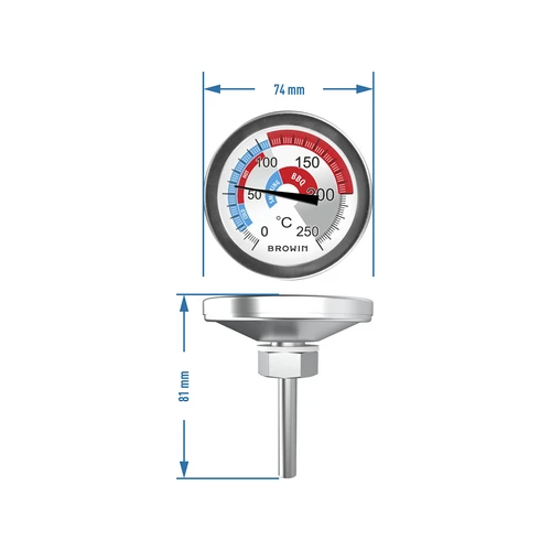 Thermometer voor rokerij en BBQ (0°C tot +250°C) 5,7cm - 6