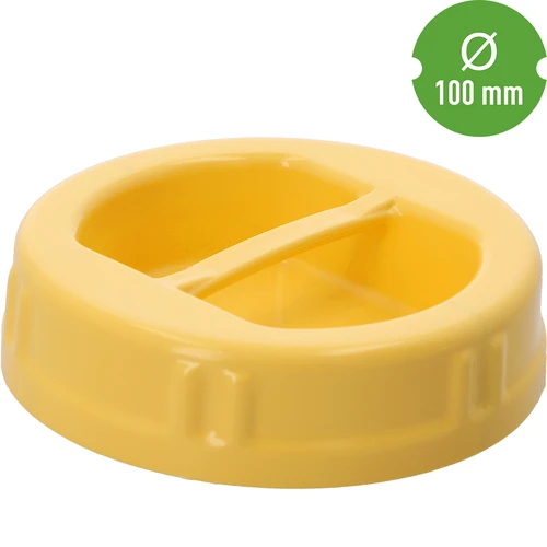 TO-deksel Ø100 mm geel, kunststof, met handgreep, voor glazen potten - 3