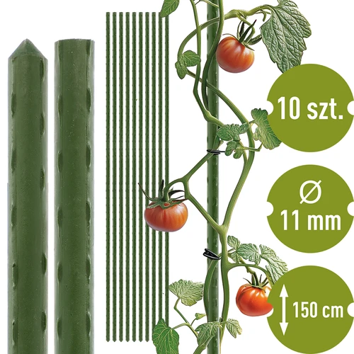 Tuinstokken Bioogród – gecoat staal, 1,5 m, fi 11 mm, 10 stuks