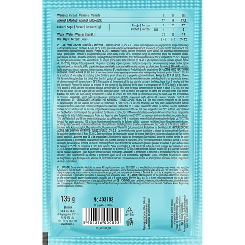 Turbo-gist X-Pure 21,3% 48 uur, 25 L - 2