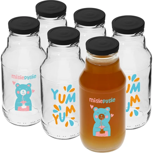 Twist-off fles 330 ml met dop fi43 en kleurrijke opdruk - 6 stuks