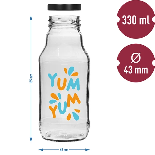 Twist-off fles 330 ml met dop fi43 en kleurrijke opdruk - 6 stuks - 6