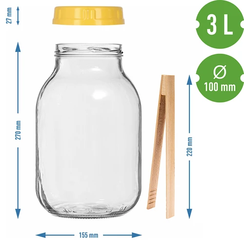 Twist-off pot 3 L, tang en kunststof deksel fi 100, met handvat - 7