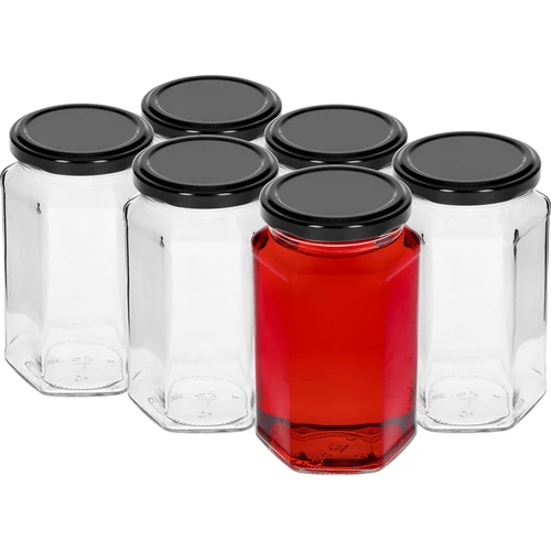 Twist-off pot 385ml met zwart deksel fi 63, 6 stuks. - 2