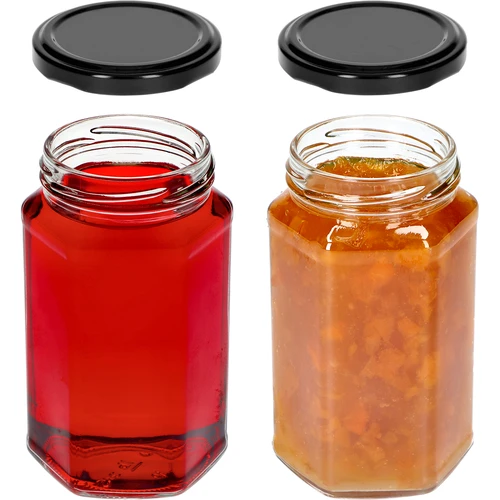 Twist-off pot 385ml met zwart deksel fi 63, 6 stuks. - 5