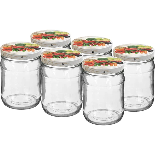 Twist-off pot 500 ml met gekleurd deksel fi82/6 - 6 stuks