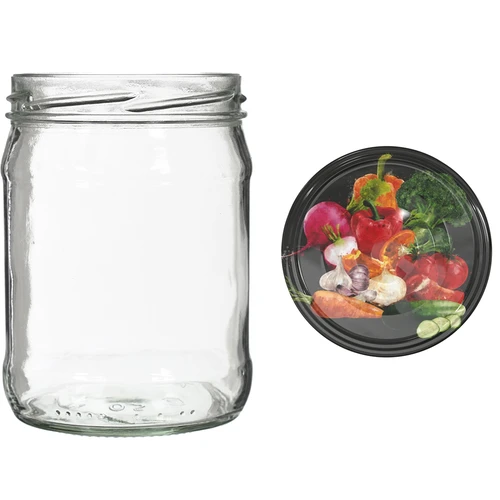 Twist-off pot 500 ml met gekleurd deksel fi82/6 - 6 stuks - 6