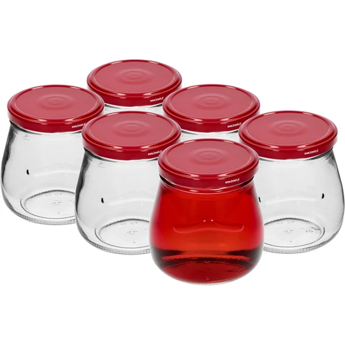 Twist-off pot 500ml "Omgekeerde Amfoor" met bordeauxrode deksel fi 82/6, 6 stuks - 2