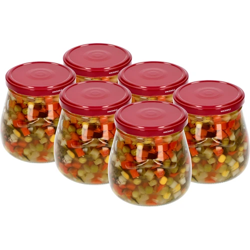 Twist-off pot 500ml "Omgekeerde Amfoor" met bordeauxrode deksel fi 82/6, 6 stuks - 3