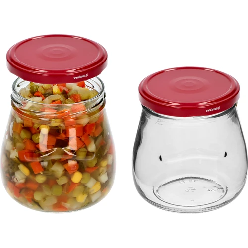Twist-off pot 500ml "Omgekeerde Amfoor" met bordeauxrode deksel fi 82/6, 6 stuks - 5