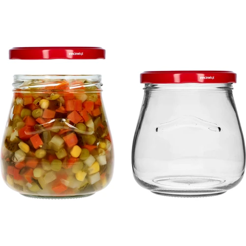 Twist-off pot 500ml "Omgekeerde Amfoor" met bordeauxrode deksel fi 82/6, 6 stuks - 6