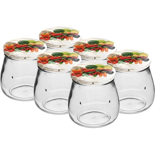 Twist-off pot 500ml "Omgekeerde Amfora" met gekleurde deksel fi 82/6, 6 stuks