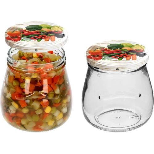 Twist-off pot 500ml "Omgekeerde Amfora" met gekleurde deksel fi 82/6, 6 stuks - 6