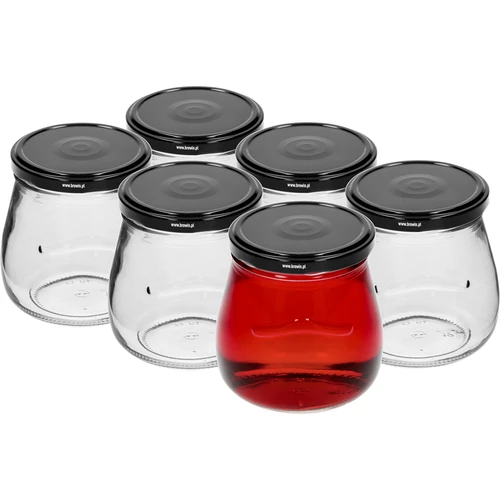 Twist-off pot 500ml "Omgekeerde Amfora" met zwarte deksel fi 82/6, 6 stuks - 2