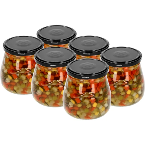 Twist-off pot 500ml "Omgekeerde Amfora" met zwarte deksel fi 82/6, 6 stuks - 4