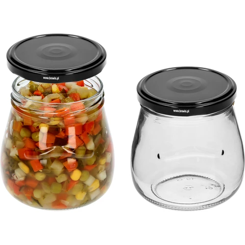 Twist-off pot 500ml "Omgekeerde Amfora" met zwarte deksel fi 82/6, 6 stuks - 5