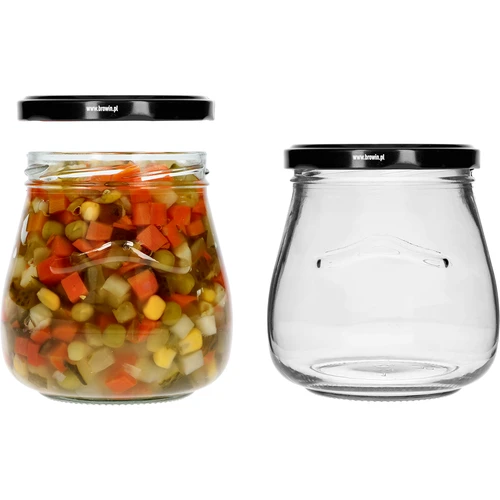 Twist-off pot 500ml "Omgekeerde Amfora" met zwarte deksel fi 82/6, 6 stuks - 6