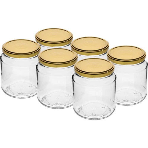 Twist-off pot, dikke 580ml met gouden deksel fi82/6, 6 stuks