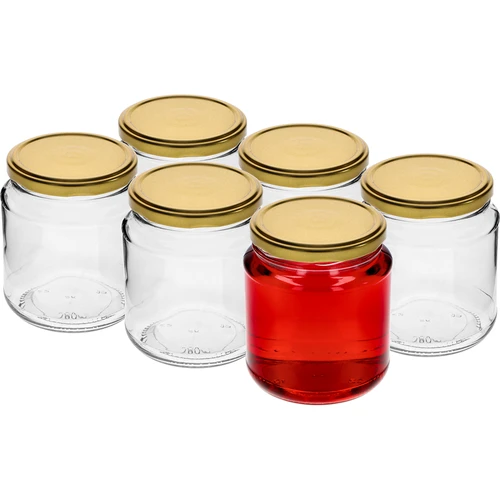 Twist-off pot, dikke 580ml met gouden deksel fi82/6, 6 stuks - 2