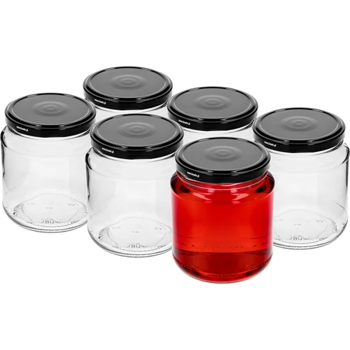 Twist-off pot, dikke 580ml met zwarte deksel fi 82/6, 6 stuks - 2