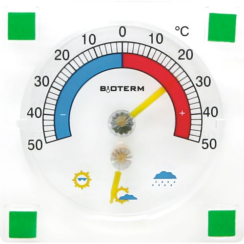 Universele thermometer met hygrometer transparant, zelfklevend (-50°C tot +50°C)