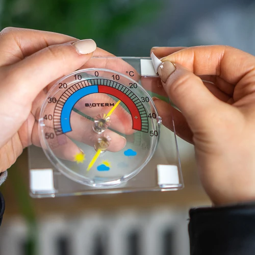 Universele thermometer met hygrometer transparant, zelfklevend (-50°C tot +50°C) - 6