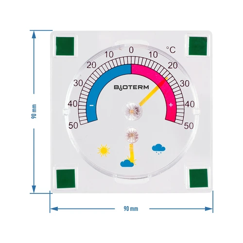 Universele thermometer met hygrometer transparant, zelfklevend (-50°C tot +50°C) - 2